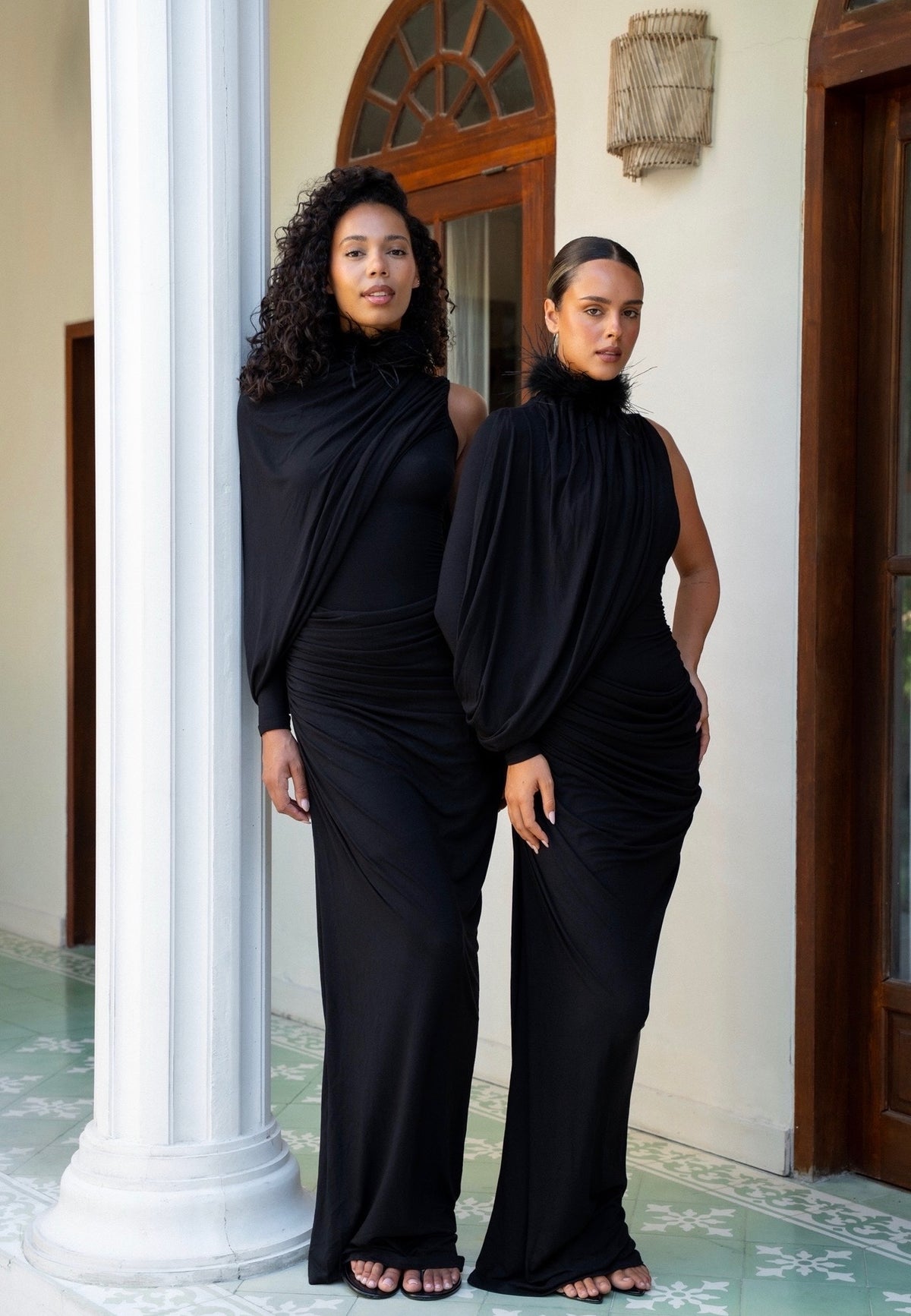 Diane Black Draped Gown