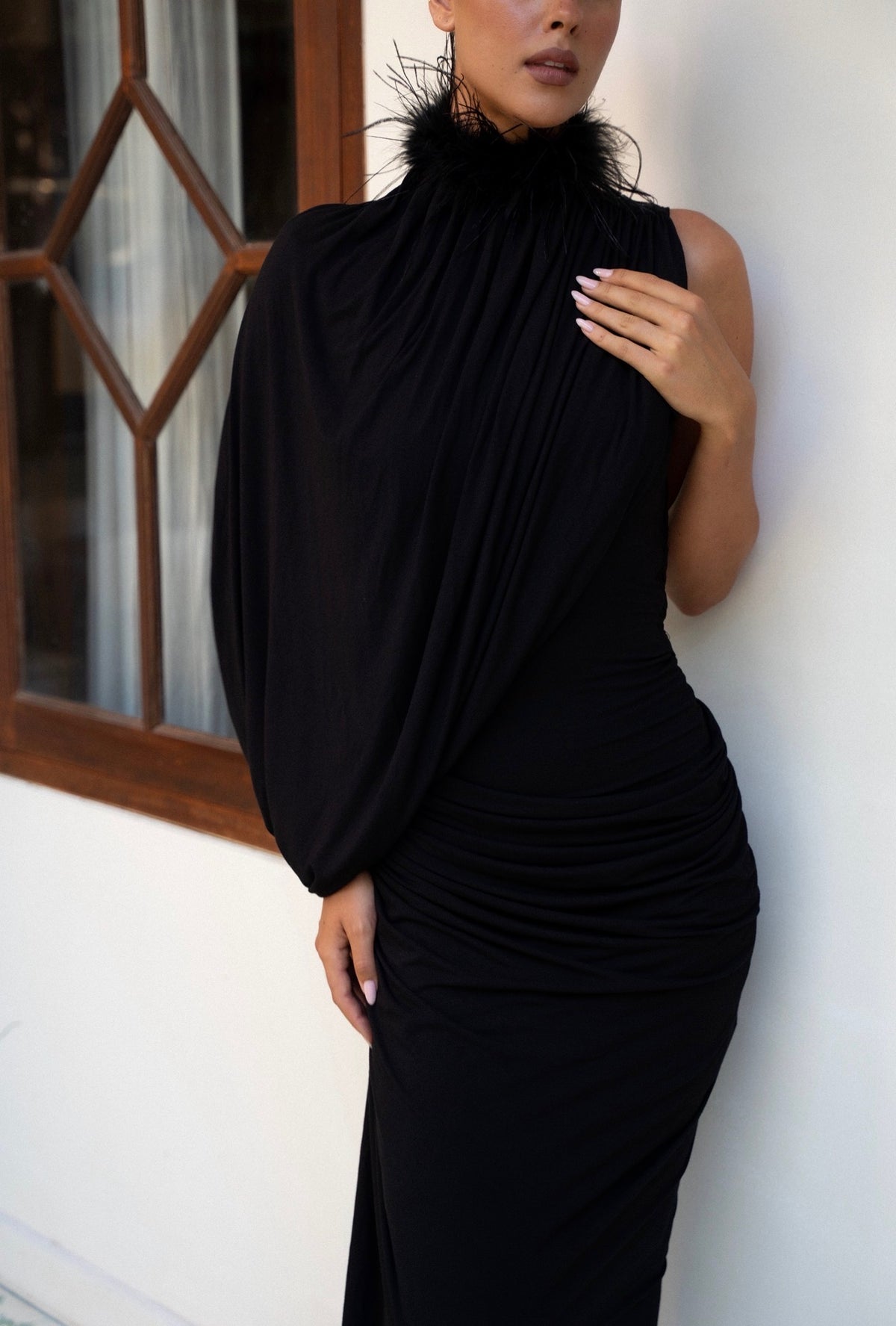 Diane Black Draped Gown