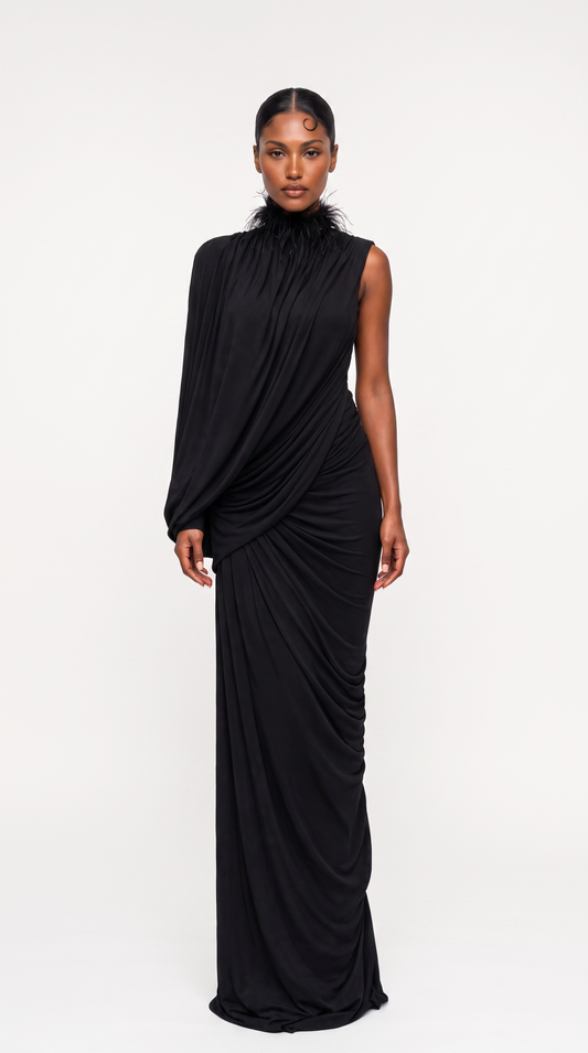 Diane Black Draped Gown