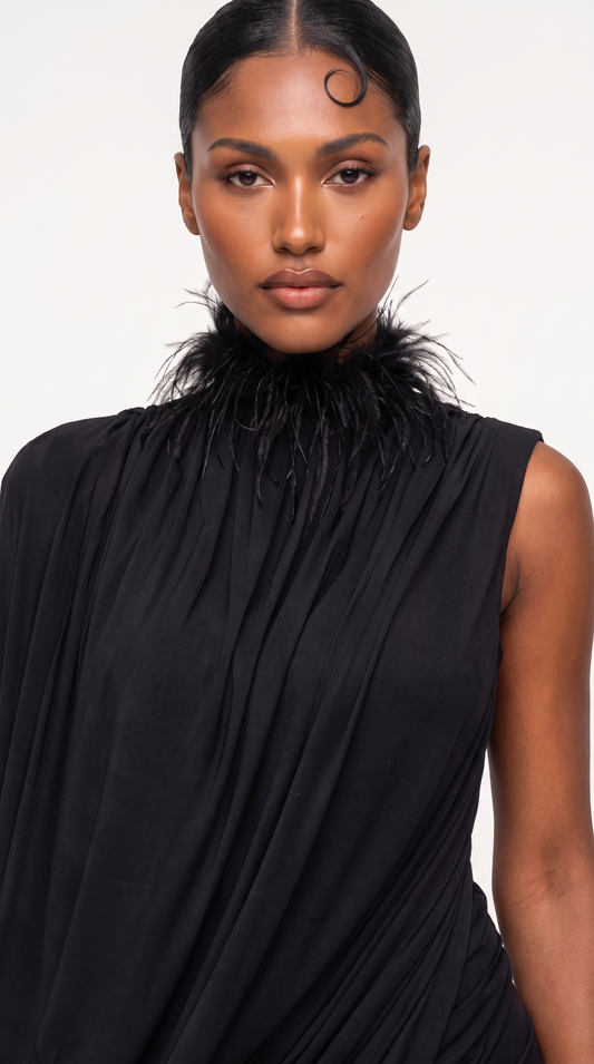 Diane Black Draped Gown