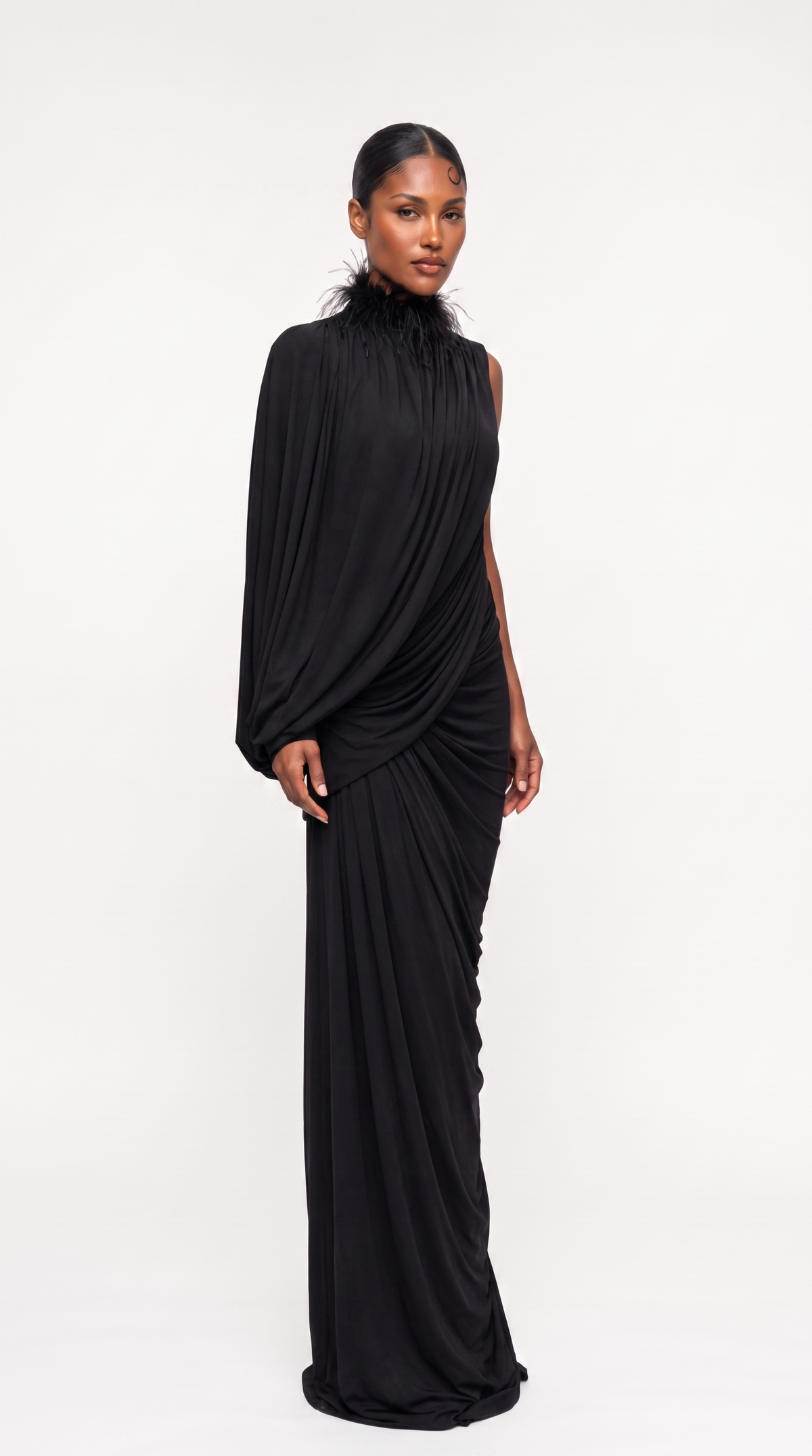 Diane Black Draped Gown